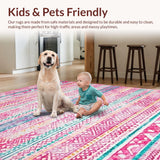 Ultra Soft Area Rug, Non Slip, Stain Resistant, Washable Area Rugs for Living Room, Bedroom, Refreshing Vibrant Spring Palette(Pink)