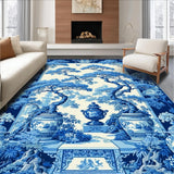 Ultra Soft Area Rug, Non Slip, Stain Resistant, Washable Area Rugs for Living Room, Bedroom, Serene Green Pastoral Design Accent(Blue)