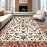 Ultra Soft Area Rug, Non Slip, Stain Resistant, Washable Area Rugs for Living Room, Bedroom, Classic Elegant Floral Harmony(Ivory)