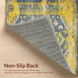 Ultra Soft Area Rug, Non Slip, Stain Resistant, Washable Area Rugs for Living Room, Bedroom, Artful Distressed Tiled Design(Yellow)