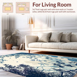 Ultra Soft Area Rug, Non Slip, Stain Resistant, Washable Area Rugs for Living Room, Bedroom, Ultra With Elegant Transitional Design(Blue)