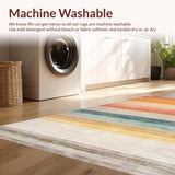 Ultra Soft Area Rug, Non Slip, Stain Resistant, Washable Area Rugs for Living Room, Bedroom, Stylish Multi-Hued Geometric Blend(Orange)
