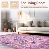 Ultra Soft Area Rug, Non Slip, Stain Resistant, Washable Area Rugs for Living Room, Bedroom, Eclectic Vibrant Retro Elements(Ivory)