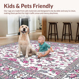 Ultra Soft Area Rug, Non Slip, Stain Resistant, Washable Area Rugs for Living Room, Bedroom, Stylish Abstract Linear Composition(White)