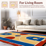 Ultra Soft Area Rug, Non Slip, Stain Resistant, Washable Area Rugs for Living Room, Bedroom, Playful Basketball-Inspired Graphics(Brown)