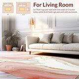 Ultra Soft Area Rug, Non Slip, Stain Resistant, Washable Area Rugs for Living Room, Bedroom, Contemporary Pink and Ivory Area Featuring Fluid Marble Veining(Pink)