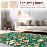 Ultra Soft Area Rug, Non Slip, Stain Resistant, Washable Area Rugs for Living Room, Bedroom, Green Botanical Shag Rug for Kids Playroom(Green)