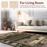 Ultra Soft Area Rug, Non Slip, Stain Resistant, Washable Area Rugs for Living Room, Bedroom, Rustic Wildlife Brown Tapestry(Gray)