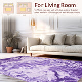 Ultra Soft Area Rug, Non Slip, Stain Resistant, Washable Area Rugs for Living Room, Bedroom, Whimsical Colorful Soft Texture(Purple)