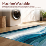 Ultra Soft Area Rug, Non Slip, Stain Resistant, Washable Area Rugs for Living Room, Bedroom, Coastal Breeze Area Rug Grey & Blue Washable Carpet(Blue)