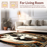 Ultra Soft Area Rug, Non Slip, Stain Resistant, Washable Area Rugs for Living Room, Bedroom, Hand Painted Horse Spirit Area Rug with Expressive Motion and Vintage Detailing(Brown)