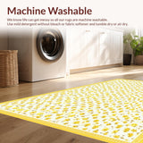 Ultra Soft Area Rug, Non Slip, Stain Resistant, Washable Area Rugs for Living Room, Bedroom, Delicate Petal Accents in Minimalist Style(Yellow)