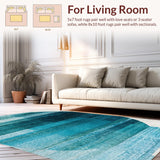 Ultra Soft Area Rug, Non Slip, Stain Resistant, Washable Area Rugs for Living Room, Bedroom, Washable Round Rug: Boho Ombre Style Area Rug(Blue)