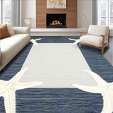 Ultra Soft Area Rug, Non Slip, Stain Resistant, Washable Area Rugs for Living Room, Bedroom, Rustic Oceanic Stripe Fusion(Blue)