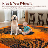 Ultra Soft Area Rug, Non Slip, Stain Resistant, Washable Area Rugs for Living Room, Bedroom, Striking Orange Graphic Aesthetic(Orange)