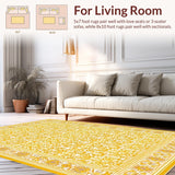 Ultra Soft Area Rug, Non Slip, Stain Resistant, Washable Area Rugs for Living Room, Bedroom, Luxurious Warm Tones Composition(Yellow)