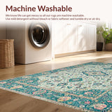 Ultra Soft Area Rug, Non Slip, Stain Resistant, Washable Area Rugs for Living Room, Bedroom, Eclectic Pastel Floral Arrangement(Blue)