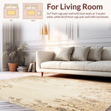 Ultra Soft Area Rug, Non Slip, Stain Resistant, Washable Area Rugs for Living Room, Bedroom, Boho Beige Runner Floral Long Entryway Mat(Beige)