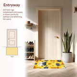 Ultra Soft Area Rug, Non Slip, Stain Resistant, Washable Area Rugs for Living Room, Bedroom, Charming Cartoon Cat Aesthetic(Yellow)