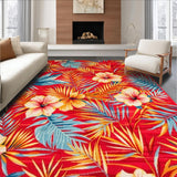 Ultra Soft Area Rug, Non Slip, Stain Resistant, Washable Area Rugs for Living Room, Bedroom, Eclectic Floral Palette Design(Red)