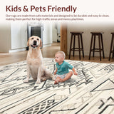 Ultra Soft Area Rug, Non Slip, Stain Resistant, Washable Area Rugs for Living Room, Bedroom, Rustic Neutral Abstract Design(Beige)