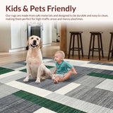 Ultra Soft Area Rug, Non Slip, Stain Resistant, Washable Area Rugs for Living Room, Bedroom, Contemporary Abstract Green Palette(Gray)