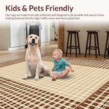 Ultra Soft Area Rug, Non Slip, Stain Resistant, Washable Area Rugs for Living Room, Bedroom, Rustic Creamy Geometric Harmony(Beige)
