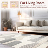 Ultra Soft Area Rug, Non Slip, Stain Resistant, Washable Area Rugs for Living Room, Bedroom, Rustic Textured Cream Pattern(Beige)