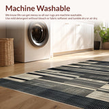 Ultra Soft Area Rug, Non Slip, Stain Resistant, Washable Area Rugs for Living Room, Bedroom, Rustic Natural Tone Patterned Textile(Black)