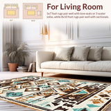 Ultra Soft Area Rug, Non Slip, Stain Resistant, Washable Area Rugs for Living Room, Bedroom, Elegant Southwestern Symmetrical Design(Brown)