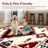 Ultra Soft Area Rug, Non Slip, Stain Resistant, Washable Area Rugs for Living Room, Bedroom, Southwestern Ivory Bathroom Geometric Cotton Rug(Beige)