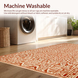 Ultra Soft Area Rug, Non Slip, Stain Resistant, Washable Area Rugs for Living Room, Bedroom, Contemporary Symmetrical Patterned Accent(Orange)