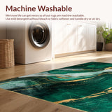 Ultra Soft Area Rug, Non Slip, Stain Resistant, Washable Area Rugs for Living Room, Bedroom, Dynamic Gold Accented Decorative Design(Green)