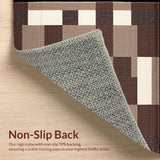 Ultra Soft Area Rug, Non Slip, Stain Resistant, Washable Area Rugs for Living Room, Bedroom, Dynamic Stylish Monochrome Check Design(Brown)