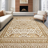 Ultra Soft Area Rug, Non Slip, Stain Resistant, Washable Area Rugs for Living Room, Bedroom, Trendy Lattice Design with Warmth(Beige)