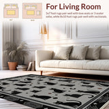 Ultra Soft Area Rug, Non Slip, Stain Resistant, Washable Area Rugs for Living Room, Bedroom, Fun Playful Animal Theme Decor(Black)