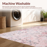 Ultra Soft Area Rug, Non Slip, Stain Resistant, Washable Area Rugs for Living Room, Bedroom, Contemporary Soft Circular Motif(Pink)