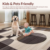 Ultra Soft Area Rug, Non Slip, Stain Resistant, Washable Area Rugs for Living Room, Bedroom, Neutral Toned Geometric Elegance(Gray)