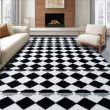 Ultra Soft Area Rug, Non Slip, Stain Resistant, Washable Area Rugs for Living Room, Bedroom, Modern Black and White Checkered Dorm Rug(Black)