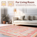 Ultra Soft Area Rug, Non Slip, Stain Resistant, Washable Area Rugs for Living Room, Bedroom, Luxurious Modern Lattice Aesthetic(Pink)