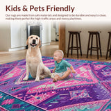 Ultra Soft Area Rug, Non Slip, Stain Resistant, Washable Area Rugs for Living Room, Bedroom, Eclectic Aztec Colorful Motif(Purple)