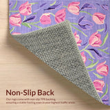 Ultra Soft Area Rug, Non Slip, Stain Resistant, Washable Area Rugs for Living Room, Bedroom, Bright Tulip Springtime Visual Delight(Purple)