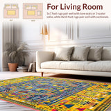 Ultra Soft Area Rug, Non Slip, Stain Resistant, Washable Area Rugs for Living Room, Bedroom, Elegant Area Grippers with Geometric for Vibrant Spaces(Yellow)