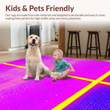 Ultra Soft Area Rug, Non Slip, Stain Resistant, Washable Area Rugs for Living Room, Bedroom, Dynamic Bright Patterned Mosaic(Purple)