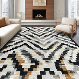 Ultra Soft Area Rug, Non Slip, Stain Resistant, Washable Area Rugs for Living Room, Bedroom, Modern Graphic Chevron Pattern Rug with Stark Black and White Bands(Black)