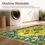 Ultra Soft Area Rug, Non Slip, Stain Resistant, Washable Area Rugs for Living Room, Bedroom, Contemporary Colorful Medallion Theme(Yellow)
