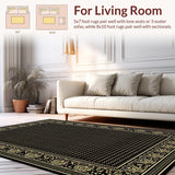 Ultra Soft Area Rug, Non Slip, Stain Resistant, Washable Area Rugs for Living Room, Bedroom, Sophisticated Muted Color Palette(Black)