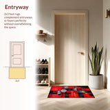 Ultra Soft Area Rug, Non Slip, Stain Resistant, Washable Area Rugs for Living Room, Bedroom, Sophisticated Geometric Frequency Lines(Red)