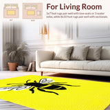 Ultra Soft Area Rug, Non Slip, Stain Resistant, Washable Area Rugs for Living Room, Bedroom, Bright Yellow Abstract Bee Theme(Yellow)