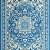 Ultra Soft Area Rug, Non Slip, Stain Resistant, Washable Area Rugs for Living Room, Bedroom, Striking Tropical Print with Medallions(Blue)